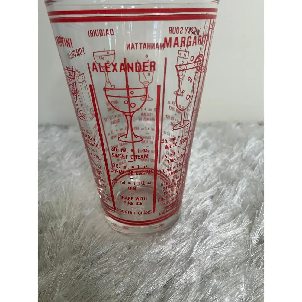 Vintage Red Libbey Cocktail Mixer Bartender Recipe Phoenixware